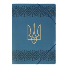 Папка «UKRAINE DECOR» А4 на гумках, вишиванка, синя, ТМ Buromax