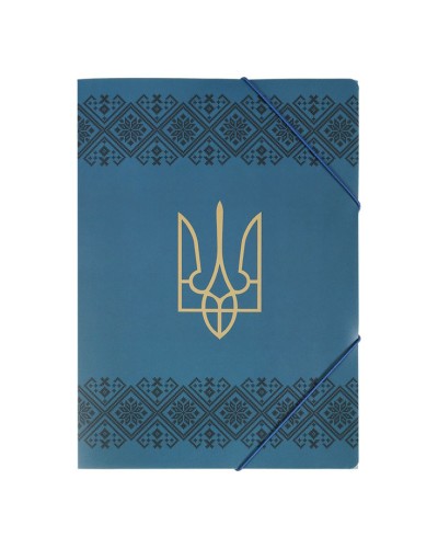 Папка «UKRAINE DECOR» А4 на гумках, вишиванка, синя, ТМ Buromax