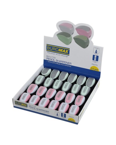 Точилка «PASTEL» з контейнером, в асортименті, ТМ Buromax