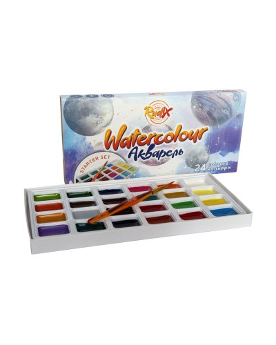 Фарби акварельні «Starter Set» на 24 кольори з пензликом, RUDIX