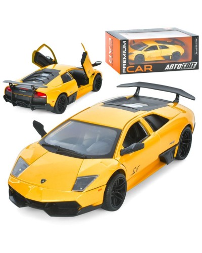 Машина «Lamborghini Murcielago» 19 см 1:24 інерційна металева з дверима що відкриваються та гумовими колесами, на батарейках, в асортименті, у коробці 24,5х10,5х11 см, АвтоСвіт
