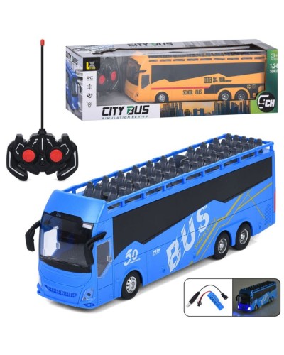 Автобус 30 см 1:24 р/к на акумуляторі зі світлом, гумовими колесами та USB, в асортименті, у коробці 43х13х10 см.