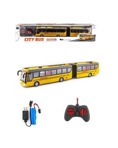 Автобус 36 см 1:32 р/к на акумуляторі зі світлом, гумовими колесами та USB, у коробці 51х10х7,5 см