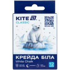 Крейда біла «Classic» кругла, 12 шт, ТМ Kite