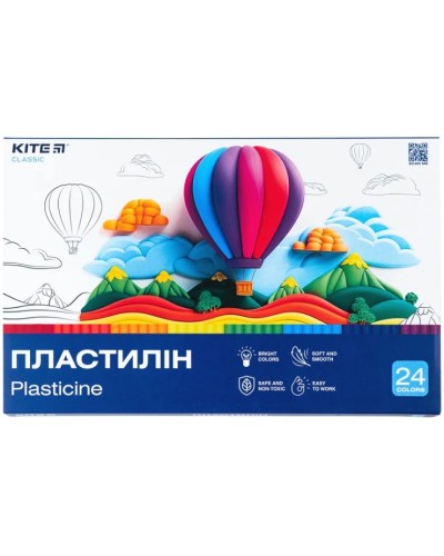 Пластилін «Classic» на 24 кольори, 480 г, ТМ Kite
