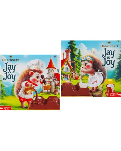 Шоколад «Jay & Joy» молочний з молочною начинкою 45 г, в асортименті, ТМ Міленіум