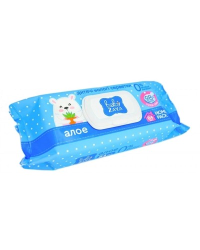Вологі серветки «Алое» 84 шт, Baby Zaya