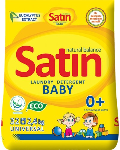 Пральний порошок «Natural Balance» 2,4 кг для дитячої білизни, Satin