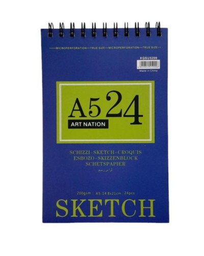 Скетчбук «SKETCH» А5 на 24 аркуші на спіралі 200 г/м2, Art Nation