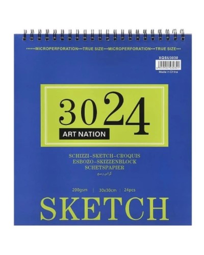 Скетчбук «SKETCH» 30х30 см на 24 аркуші на спіралі 200 г/м2, Art Nation