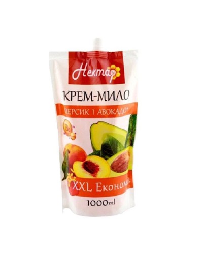 Крем-мило «Персик і авокадо» дойпак 1000 мл, ТМ Нектар