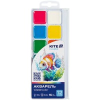 Акварельні фарби, 12 кольорів, Kite Classic