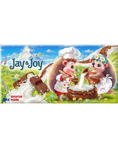 Шоколад «Jay & Joy» молочний з молочною начинкою 90 г, в асортименті, ТМ Міленіум