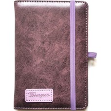 Блокнот А6 на 120 аркушів у клітинку з твердою палітуркою та обкладинкою зі шкірзаму, фіолетовий, ТМ Мандарин