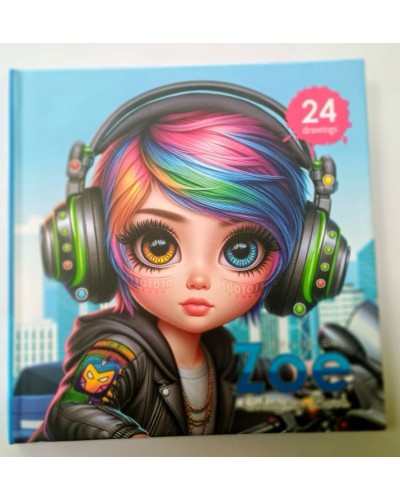 Розмальовка «Zoe» на 24 аркуші з твердою обкладинкою 12х12 см, ТМ Мандарин