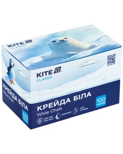Крейда біла кругла, 100 шт. Kite Classic