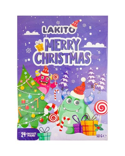 Адвент-календар з 24 цукерок та розмальовки, 50 г, ТМ Lakito