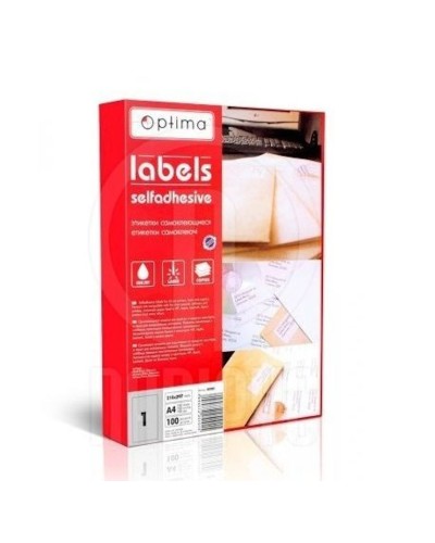 Етикетки самоклейні 1шт. 210х297 мм, ТМ Optima