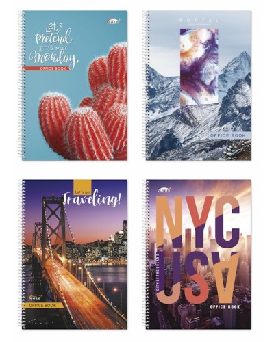 Канцелярська книга А4 96 аркушів у клітинку на спіралі збоку з картонною обкладинкою, ТМ Gold Brisk