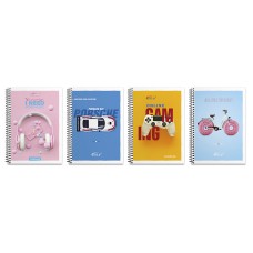 Блокнот А6 на 48 аркушів у клітинку на спіралі збоку з картонною обкладинкою, № 6768, в асортименті, ТМ Gold Brisk