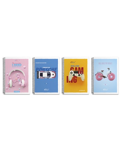 Блокнот А6 на 48 аркушів у клітинку на спіралі збоку з картонною обкладинкою, № 6768, в асортименті, ТМ Gold Brisk