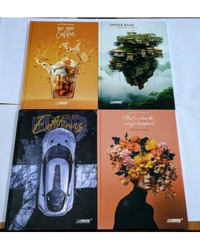 Канцелярська книга А4 на 96 аркушів у лініяю на скобі з лакованою обкладинкою, в асортименті, ТМ Brisk