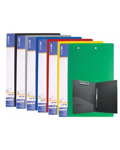 Папка А4 з боковим притиском та пружинним механізмом Clip А+C з пластиковою кишенею, в асортименті, ТМ Economix