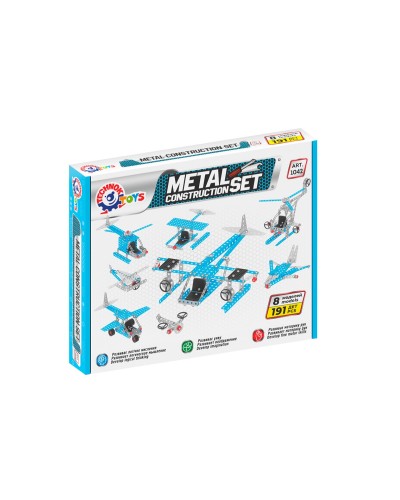 Конструктор металевий «Повітряний транспорт», 191 деталь, у коробці 31х24,5х4,5 см, ТМ Технок