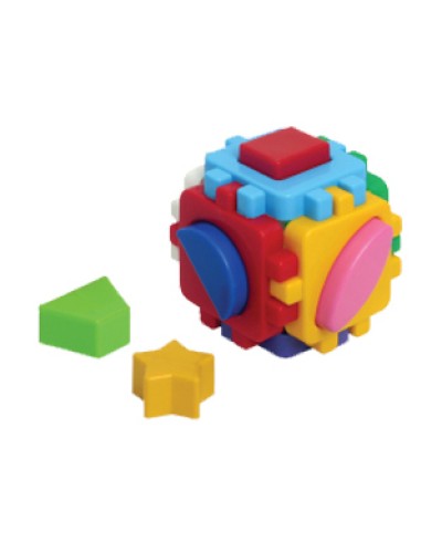 Куб «Розумний малюк» міні на 6 геометричних фігур, у сітці 10х10х10 см, ТМ Технок