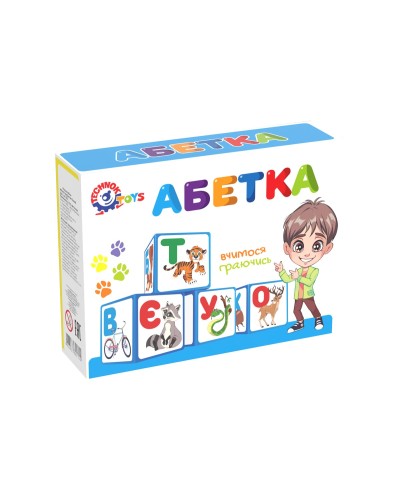 Кубики «Абетка» з 12 елементів, у коробці 16,5х12,5х4 см, ТМ Технок
