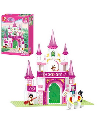Конструктор «Рожева мрія. Замок» на 271 деталь з фігурками, у коробці 36х26х6 см, Sluban