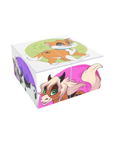 Кубики «Домашні тварини» з 4 елементів, у коробці 8х8х4 см, ТМ Технок