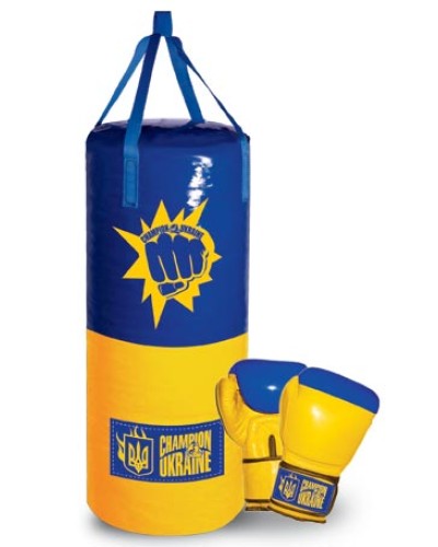 Іграшковий набір для боксу «Україна» великий, груша 55х22 см та рукавички, ТМ Данко Тойс