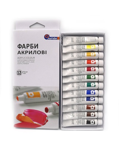 Фарби акрилові «Basics» на 12 кольорів по 12 мл, TM J. Otten