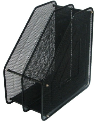 Лоток вертикальний металевий на 2 відділення чорний 335х285х80 мм, ТМ Leader