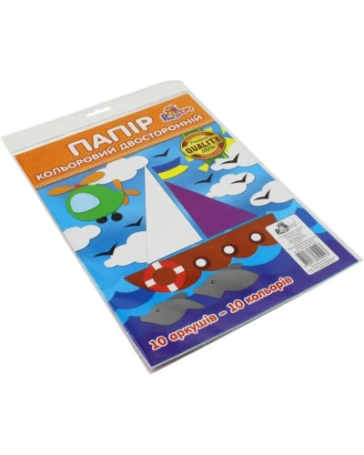 Кольоровий папір «Преміум» А4 10 аркушів, 10 кольорів, двосторонній, ТМ Рюкзачок