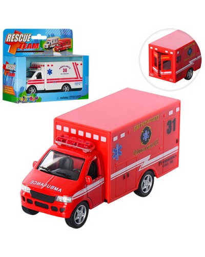 Машина «AMUBULANCE» металевий, в асортименті, у коробці 16х8х7,5 см, KINSMART