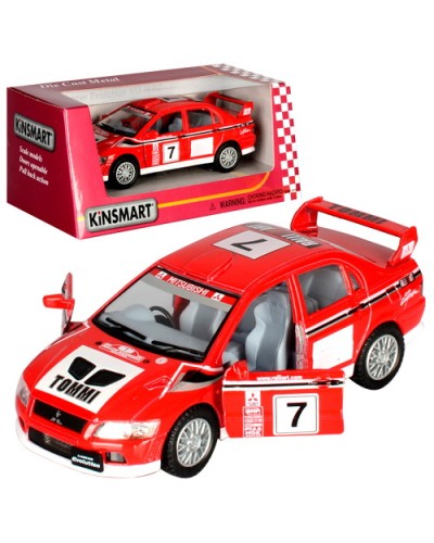 Машина «Mitsubishi Lancer Evolution VII» металева інерційна з дверима, що відкриваються, у коробці 16х8х7 см, KINSMART