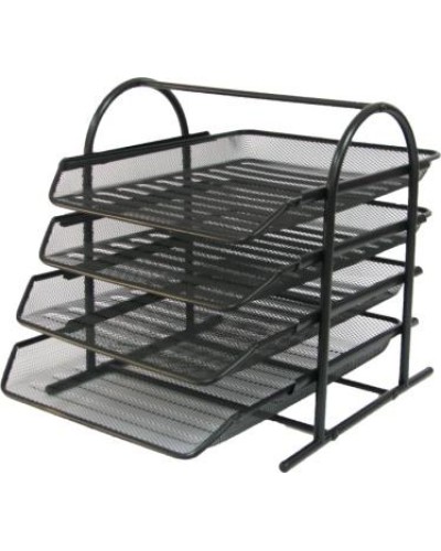 Лоток горизонтальний металевий на 4 відділення чорний 350х295х340 мм, ТМ Leader