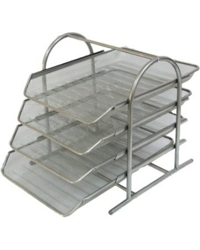 Лоток горизонтальний металевий на 4 відділення срібний 350х295х340 мм, ТМ Leader