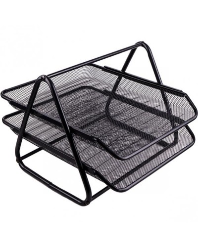 Лоток горизонтальний металевий на 2 відділення чорний 200х295х350 мм, ТМ Leader