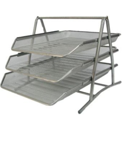 Лоток горизонтальний металевий на 3 відділення срібний 350х295х275 мм, ТМ Leader