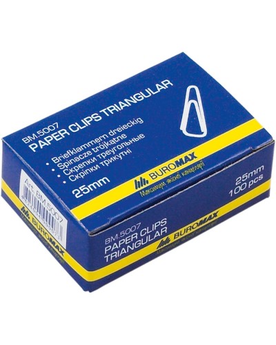 Скріпки, нікельовані, трикутні, 25 мм, 100 шт., ТМ Buromax