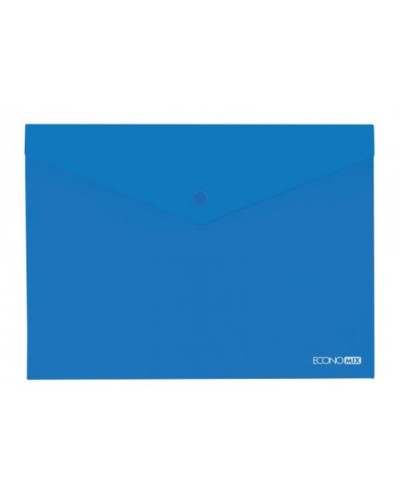 Папка-конверт на кнопці А4 180 мкм прозора фактура «глянець», синя, ТМ Economix