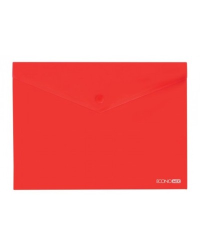 Папка-конверт на кнопці А4 180 мкм прозора з фактурою «глянець», червона, ТМ Economix