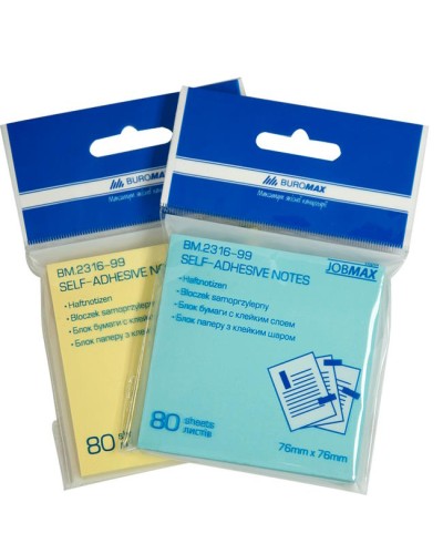 Блок паперу клеєний 76х76 мм 80 аркушів, в асортименті, ТМ JOBMAX