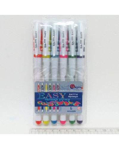 Набір гелевих ручок, 6 кольорів, білий корпус, J. Otten