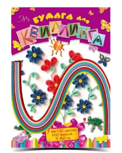 Папір для квілінгу №02 на 12 кольорів товщиною 7 мм та довжиною 420 мм, ТМ Рюкзачок