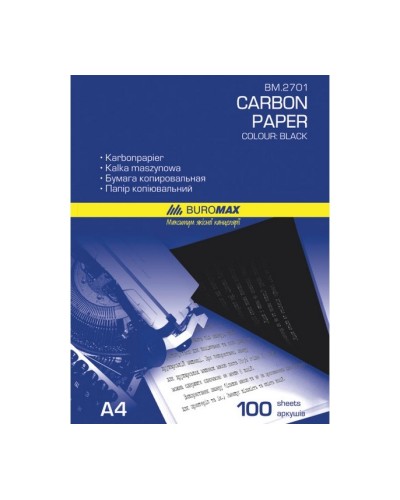 Папір копіювальний 210х297 мм 100 аркушів чорний, TM Buromax