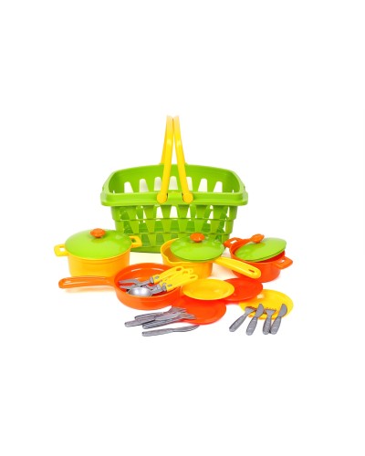 Набір посуду з 24 предметів, у кошику 36х26,5х18 см, ТМ Технок